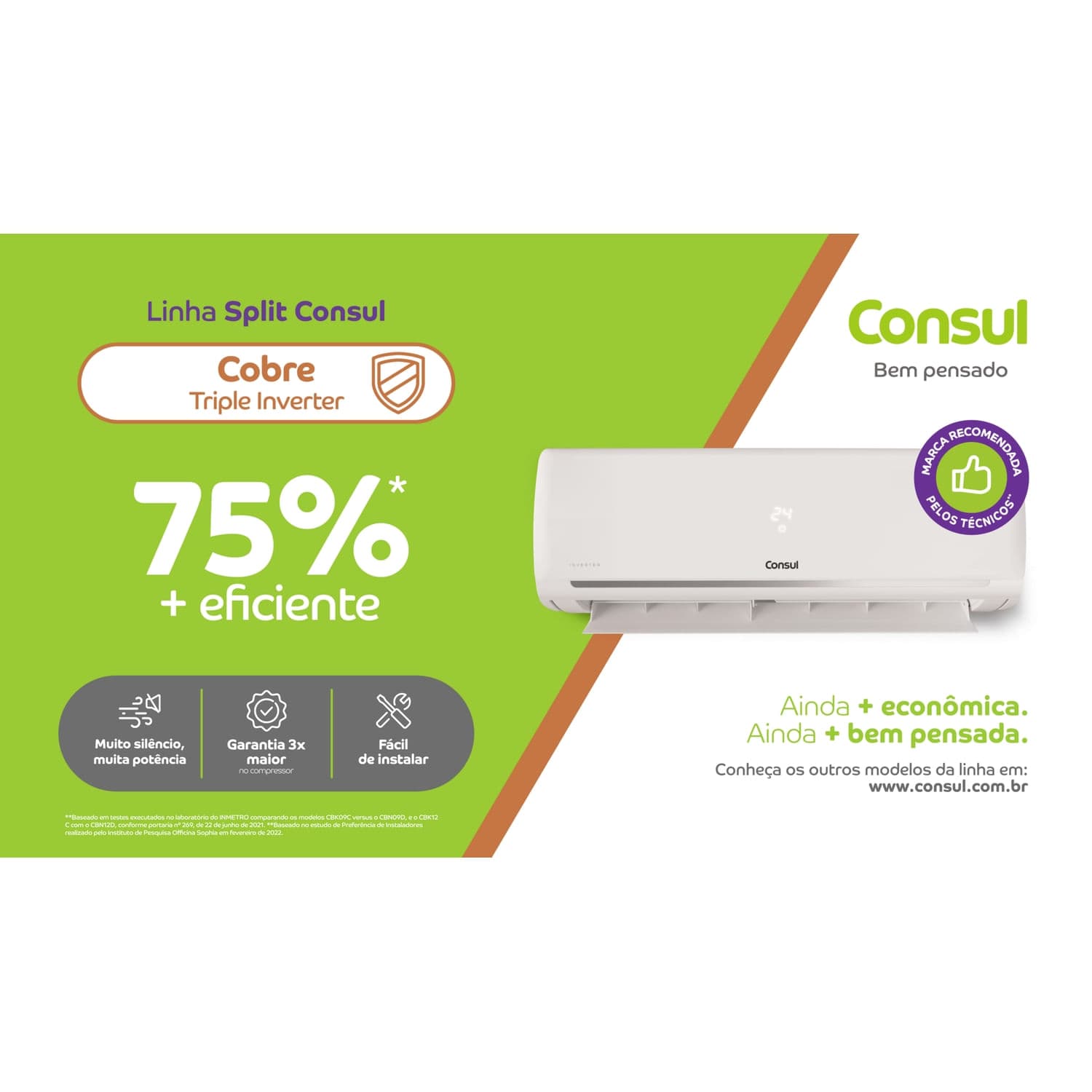 Ar-Condicionado Consul Triple Inverter 9.000 BTUs CBK09DB Frio — foto 1